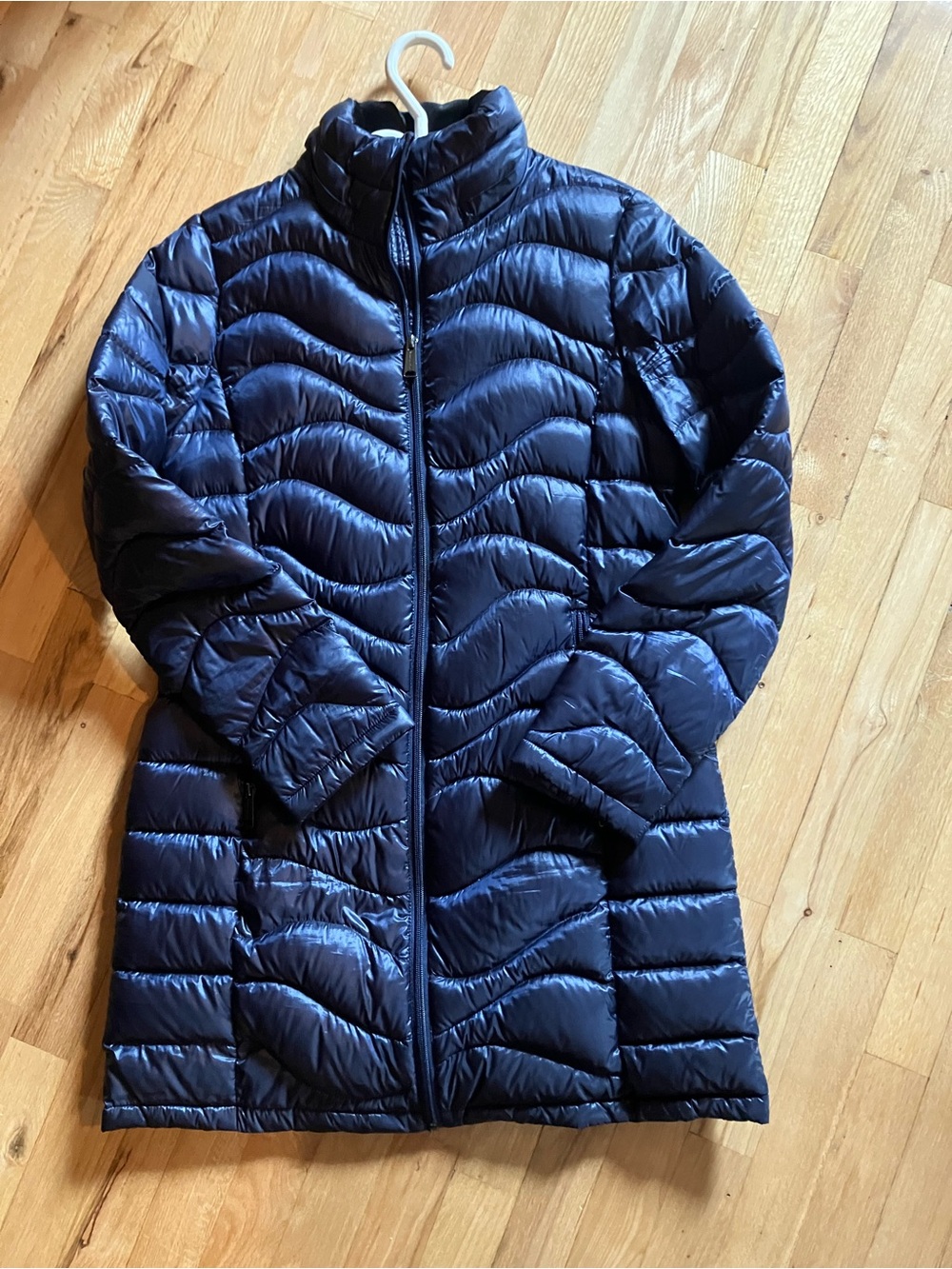 Andrew Marc Women's Navy Quilted Long Packable Puffer Coat